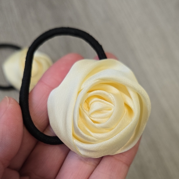 Hand Made Cream Rose Hair Ties - Picture 3 of 6
